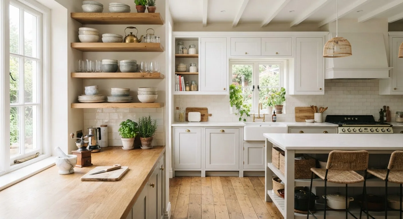 Open Shelving vs. Upper Cabinets in the Kitchen